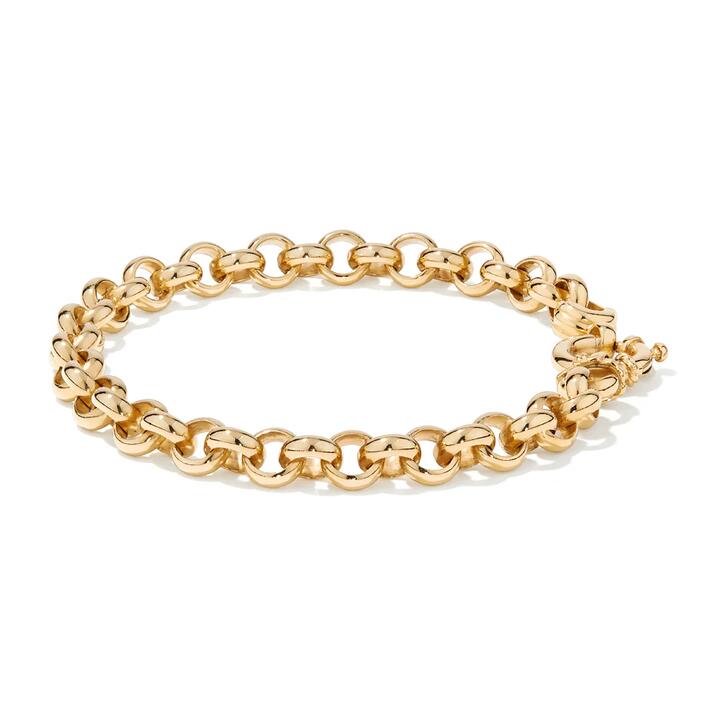 Image of Bracelets. Product name - 19cm 6mm Width Bolt Ring Belcher Bracelet in 9kt Bonded Yellow Gold in colour by brand - Bevilles