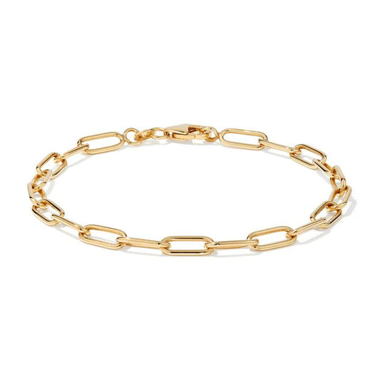 Image of Bracelets. Productname: 19cm 4mm Width Paperclip Bracelet in 9kt Bonded Yellow Gold in Gold colour by brand - Bevilles