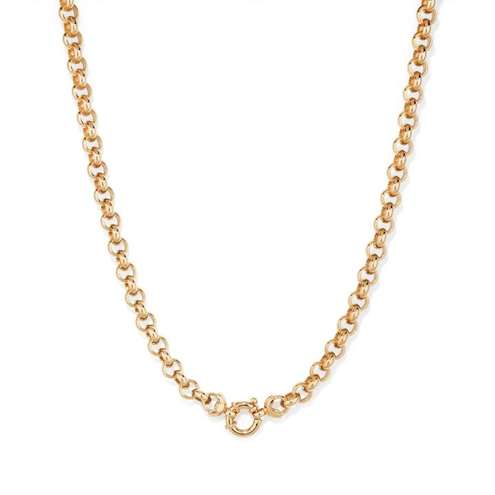 Image of Necklaces. Productname: 45cm 6mm Width Bolt Ring Belcher Necklace in 9kt Bonded Yellow Gold in Gold colour by brand - Bevilles