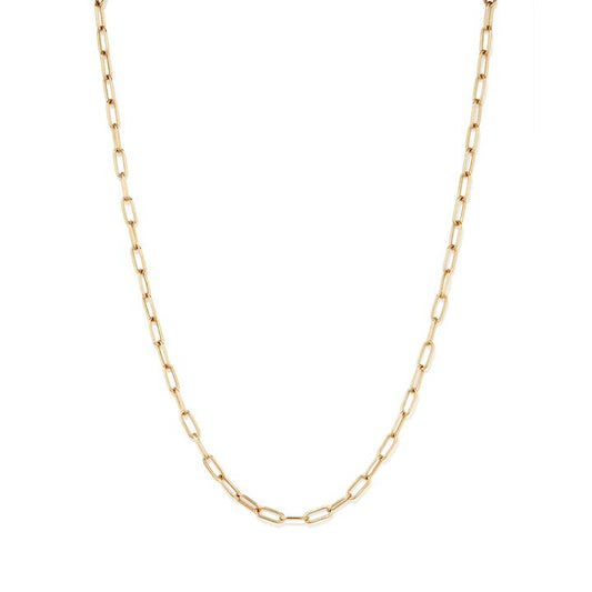 Image of Necklaces. Productname: 45cm 4mm Width Paperclip Chain in 9kt Bonded Yellow Gold in Gold colour by brand - Bevilles