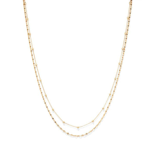 Image of Necklaces. Productname: 45cm Layered Ball Station Necklace in 9kt Bonded Yellow Gold in Gold colour by brand - Bevilles