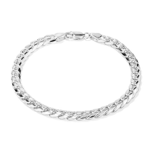 Image of Bracelets. Productname: 23cm 6mm Width Curved Curb Bracelet in Sterling Silver in Silver colour by brand - Bevilles