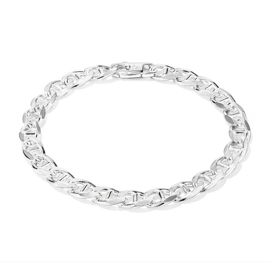 Image of Bracelets. Productname: 23cm 8mm Width Mariner Bracelet in Sterling Silver in Silver colour by brand - Bevilles