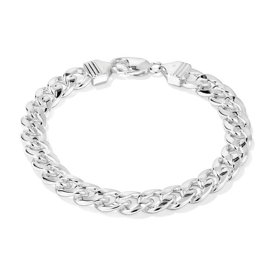 Image of Bracelets. Productname: 23cm 9.5mm Width Curb Bracelet in Sterling Silver in Silver colour by brand - Bevilles