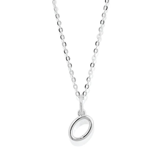 Image of Necklaces. Productname: 45cm Initial O Pendant Necklace in Sterling Silver in Silver colour by brand - Bevilles