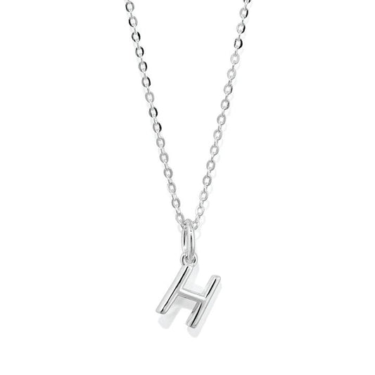 Image of Necklaces. Productname: 45cm Initial H Pendant Necklace in Sterling Silver in Silver colour by brand - Bevilles