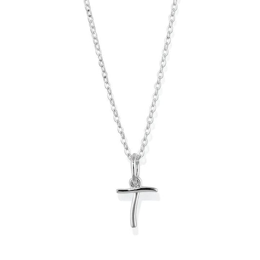 Image of Necklaces. Productname: 45cm Initial T Pendant Necklace in Sterling Silver in Silver colour by brand - Bevilles