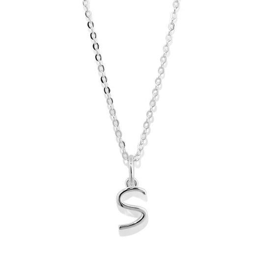 Image of Necklaces. Productname: 45cm Initial S Pendant Necklace in Sterling Silver in Silver colour by brand - Bevilles