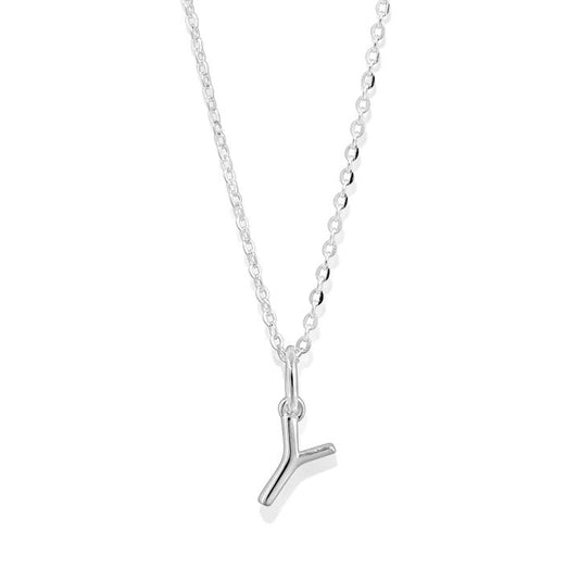 Image of Necklaces. Productname: 45cm Initial Y Pendant Necklace in Sterling Silver in Silver colour by brand - Bevilles