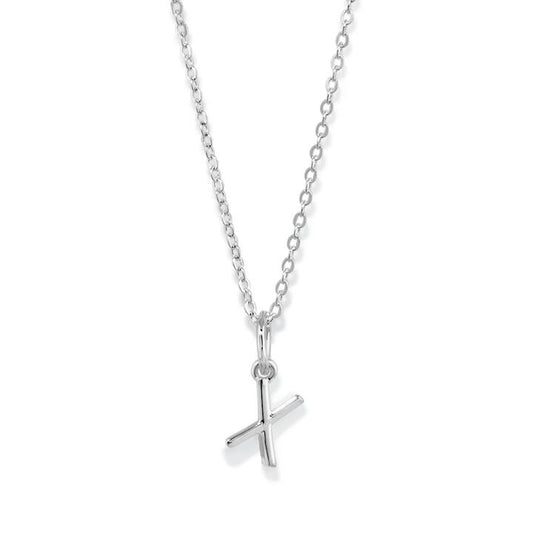 Image of Necklaces. Productname: 45cm Initial X Pendant Necklace in Sterling Silver in Silver colour by brand - Bevilles