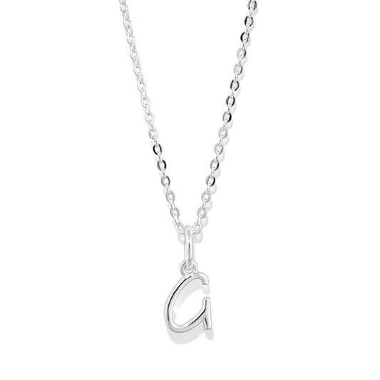 Image of Necklaces. Productname: 45cm Initial G Pendant Necklace in Sterling Silver in Silver colour by brand - Bevilles