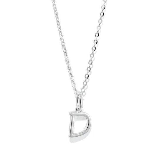 Image of Necklaces. Productname: 45cm Initial D Pendant Necklace in Sterling Silver in Silver colour by brand - Bevilles