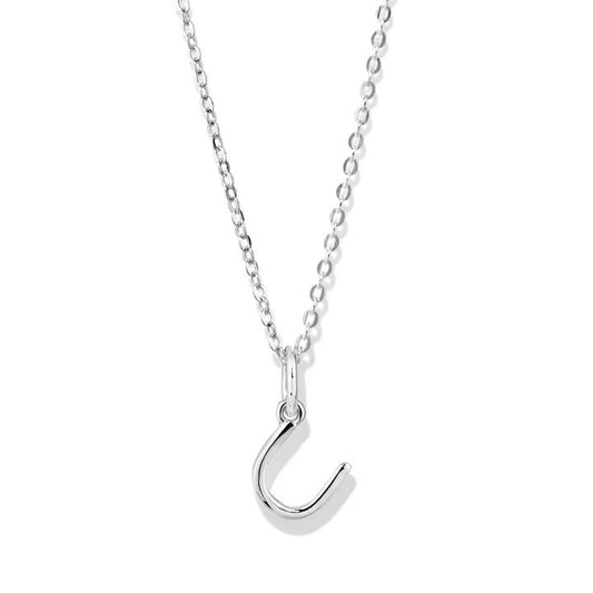 Image of Necklaces. Productname: 45cm Initial U Pendant Necklace in Sterling Silver in Silver colour by brand - Bevilles
