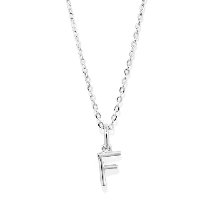 Image of Necklaces. Productname: 45cm Initial F Pendant Necklace in Sterling Silver in Silver colour by brand - Bevilles