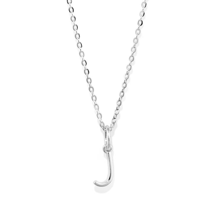 Image of Necklaces. Productname: 45cm Initial J Pendant Necklace in Sterling Silver in Silver colour by brand - Bevilles