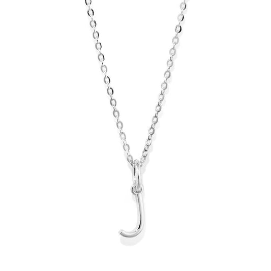 Image of Necklaces. Productname: 45cm Initial J Pendant Necklace in Sterling Silver in Silver colour by brand - Bevilles