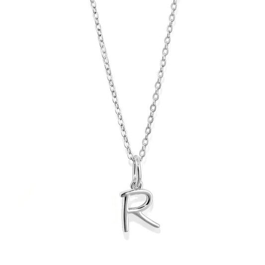 Image of Necklaces. Productname: 45cm Initial R Pendant Necklace in Sterling Silver in Silver colour by brand - Bevilles