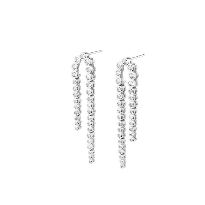 Image of Earrings. Productname: Cubic Zirconia Cascading Drop Stud Earrings in Sterling Silver in Silver colour by brand - Bevilles