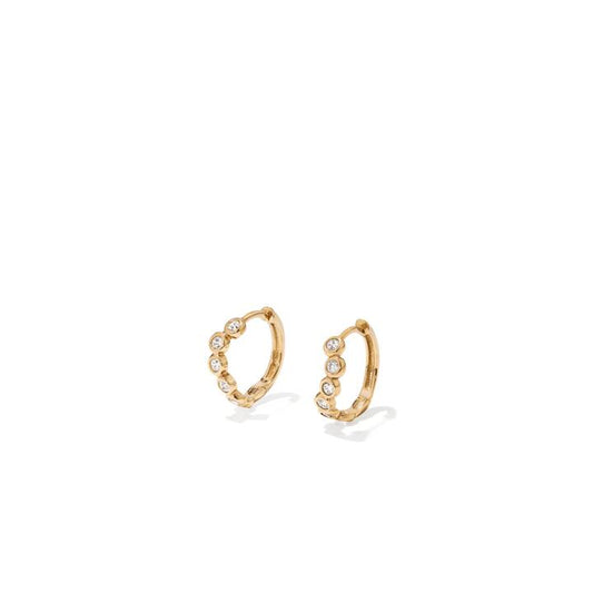Image of Earrings. Productname: Cubic Zirconia Wave Huggie Earrings in 9kt Yellow Gold in Gold colour by brand - Bevilles