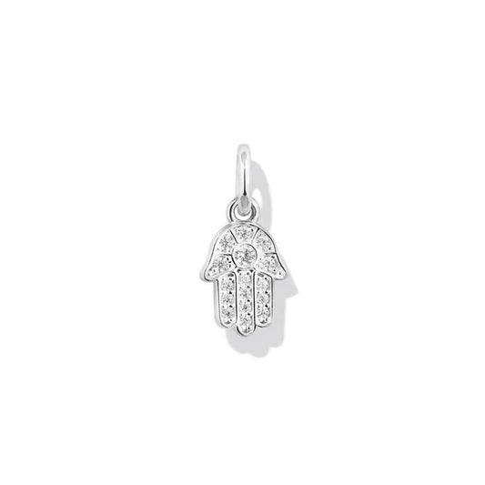 Image of Charms. Productname: Hamsa Cubic Zirconia Pendant in Sterling Silver in Silver colour by brand - Bevilles