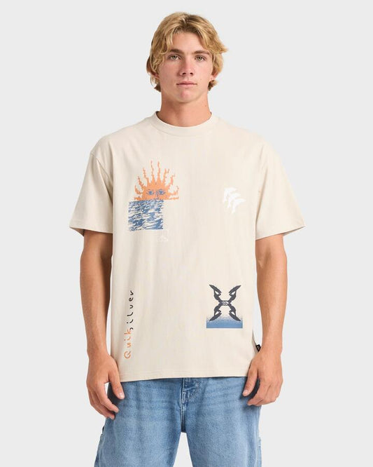 Image of T-Shirts. Product name - Quiksilver Mens Free Lock T-Shirt Moonstruck in Moonstruck colour by brand - Quiksilver