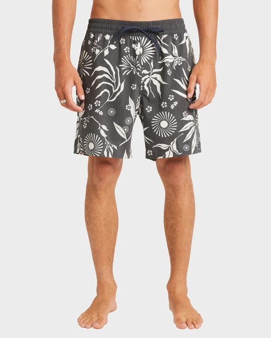 Image of a model wearing Shorts. Productname: Billabong Mens Good Times Layback Swim Shorts Dark Navy - in Dark Navy colour by brand - Billabong