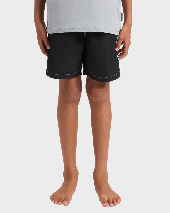 Image of a model wearing Shorts. Product name - Quiksilver Boys 8-16 Next Gen Walkshorts Black in Black colour by brand - Quiksilver