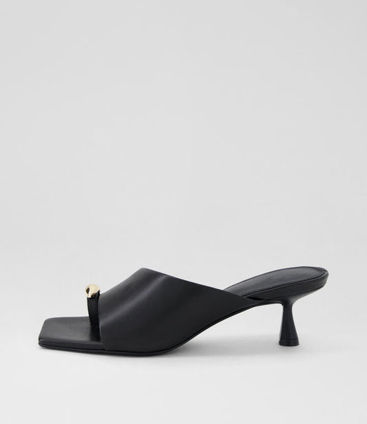 Image of Sandals. Productname: Tionee Black Leather Sandals in BLACK colour by brand - MOLLINI