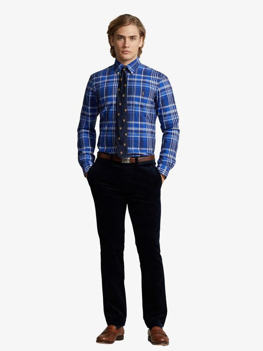 Image of Footwear. Productname: Polo Ralph Lauren Custom Fit Plaid Oxford Shirt in Blue Multi colour by brand - Polo Ralph Lauren