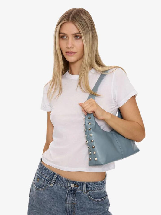 Image of Bags. Productname: Thrills Wild Side Studded Mini Shoulder Bag ONE SIZE Dark Grey Blue in Dark Grey Blue colour by brand - Thrills