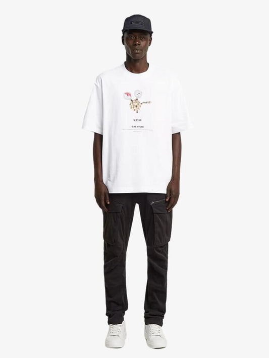 Image of a model wearing Tops. Productname: G-Star Archive Print Boxy T-Shirt in White colour by brand - G-Star