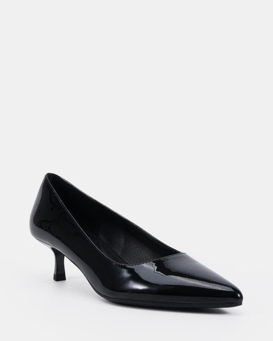 Image of Footwear. Productname: Inessa: Black Patent - Women's Court - Low Heel in Black colour by brand - Novo