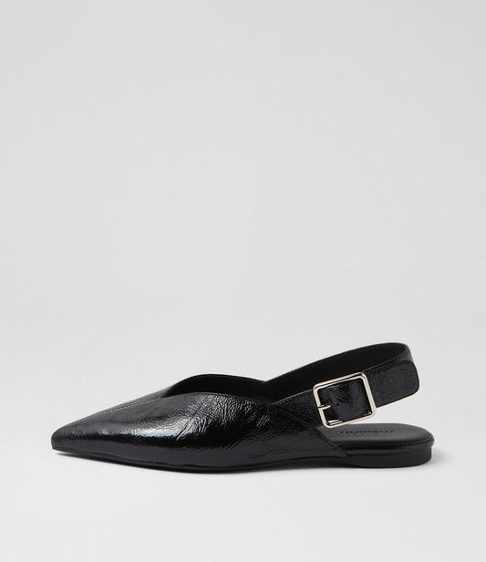 Image of Footwear. Productname: Foraya Black Leather Flat Shoes in BLACK colour by brand - MOLLINI