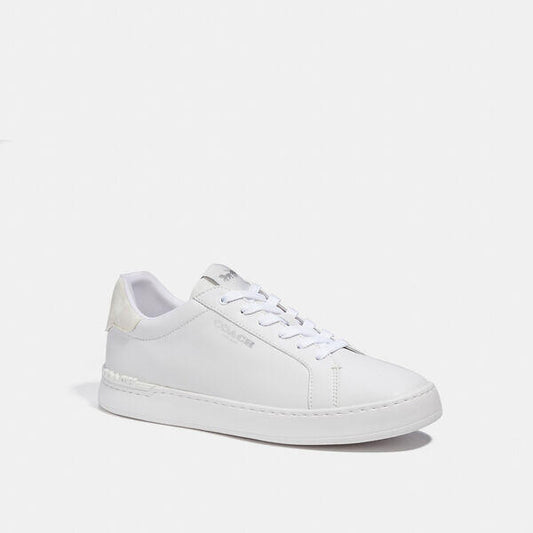 Image of Sneakers. Productname: Clip Low Top Sneaker With Signature Canvas in OPTIC WHITE colour by brand - Coach Outlet Australia