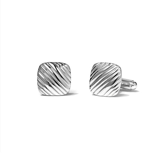Image of Accessories. Productname: Ripple Textured Cufflinks in Sterling Silver in Silver colour by brand - Bevilles