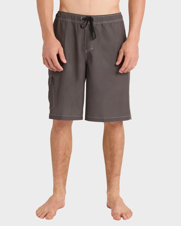 Image of a model wearing Shorts. Product name - Quiksilver Mens Exhibit Volley 21" Swim Shorts Major Brown in Major Brown colour by brand - Quiksilver