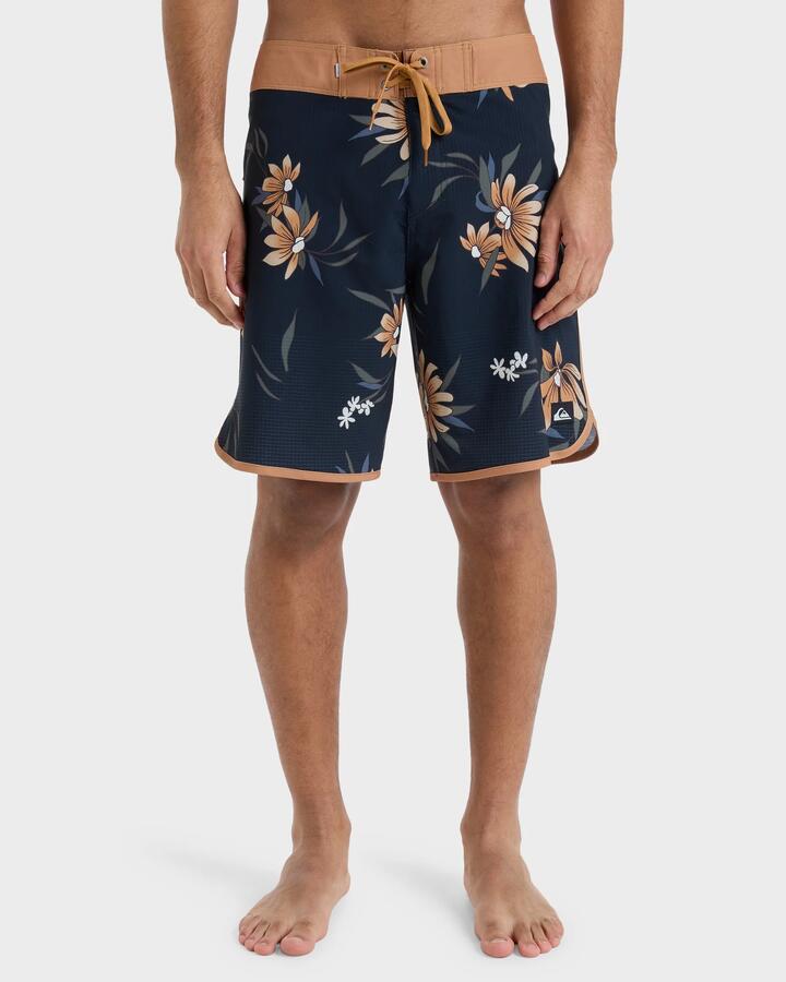 Image of Swimwear. Product name - Quiksilver Mens Highline Scallop 19" Boardshorts Black Costal Floral in Black Costal Floral colour by brand - Quiksilver