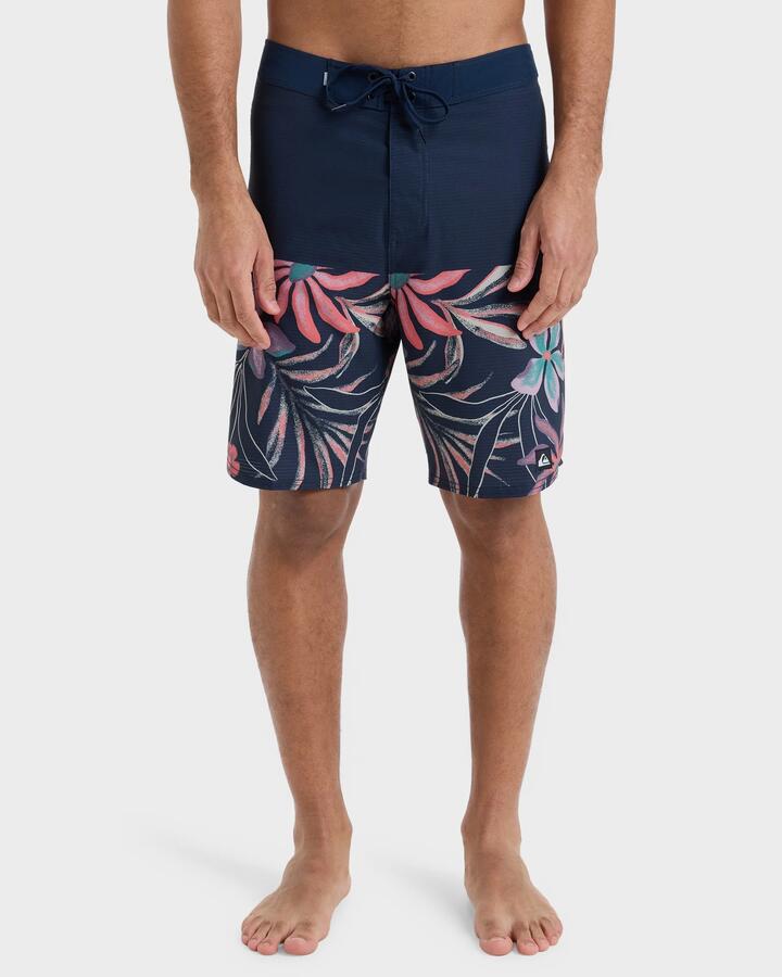 Image of Swimwear. Product name - Quiksilver Mens Highline Arch 19" Boardshorts Dark Navy Block Natural Surrea in Dark Navy Block Natural Surrea colour by brand - Quiksilver