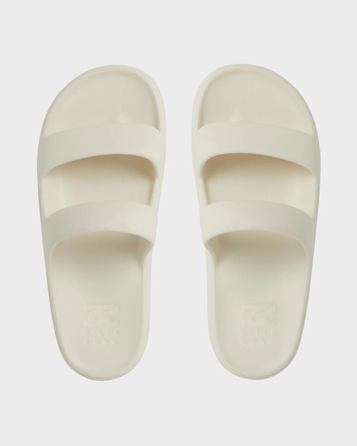 Image of Slippers. Product name - Billabong Girls 8-16 Malibu Recovery Slides Bright White in Bright White colour by brand - Billabong