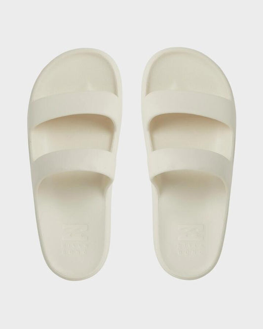 Image of Slippers. Product name - Billabong Girls 8-16 Malibu Recovery Slides Bright White in Bright White colour by brand - Billabong