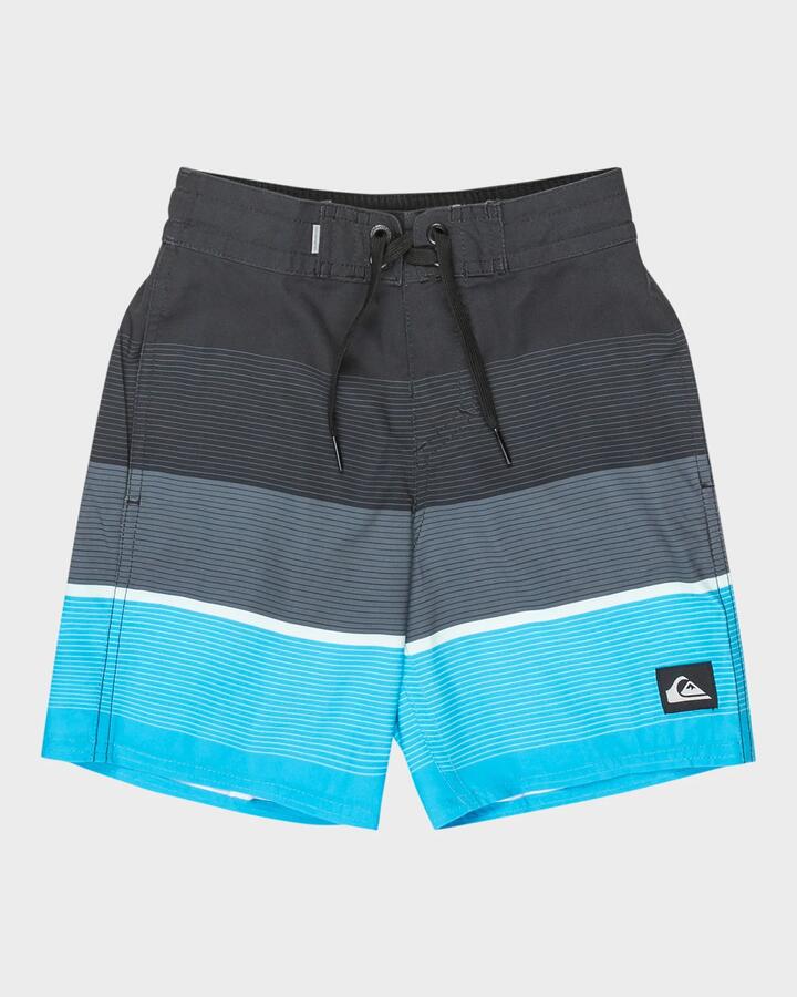 Image of Swimwear. Product name - Quiksilver Boys 2-7 Everyday 13" Boardshorts Black Step Stripe in Black Step Stripe colour by brand - Quiksilver