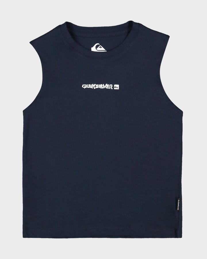 Image of a model wearing Tops. Product name - Quiksilver Boys 2-7 Next Gen Muscle Dark Navy in Dark Navy colour by brand - Quiksilver