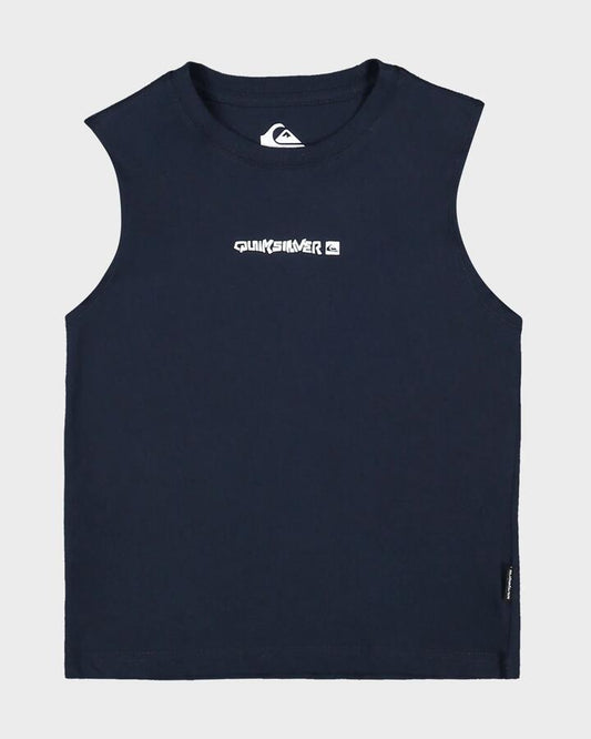 Image of a model wearing Tops. Product name - Quiksilver Boys 2-7 Next Gen Muscle Dark Navy in Dark Navy colour by brand - Quiksilver
