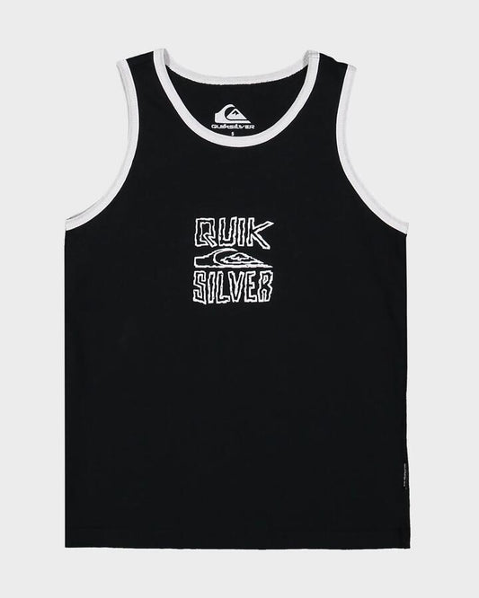 Image of a model wearing Tops. Product name - Quiksilver Boys 2-7 Lo Res Boy Tank Top Black in Black colour by brand - Quiksilver
