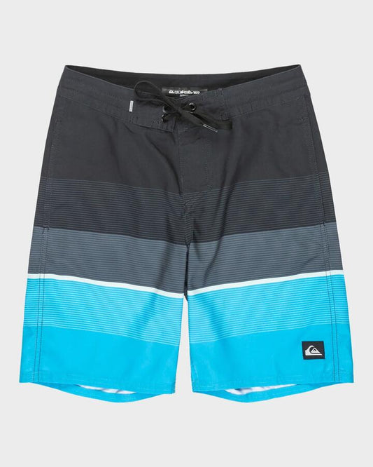 Image of Swimwear. Product name - Quiksilver Boys 8-16 Everyday 17" Boardshorts Black Step Stripe in Black Step Stripe colour by brand - Quiksilver