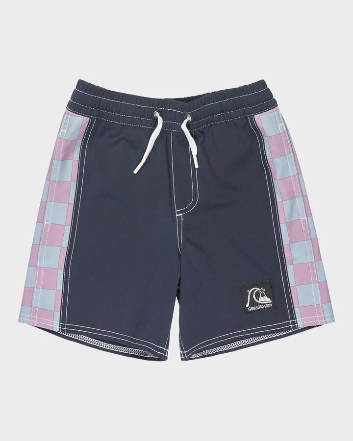 Image of a model wearing Shorts. Product name - Quiksilver Boys 2-7 Original 13' Swim Shorts Dark Navy in Dark Navy colour by brand - Quiksilver