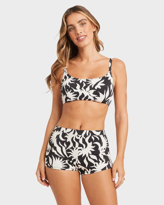 Image of Swimwear. Product name - Billabong Womens By My Side Palm Bikini Bottom Black White in Black White colour by brand - Billabong