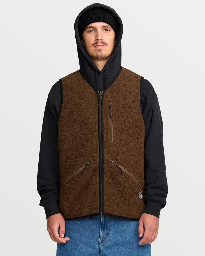 Image of Coats & Jackets. Product name - Volcom Mens Snowdrift Vest Brown in Brown colour by brand - Volcom