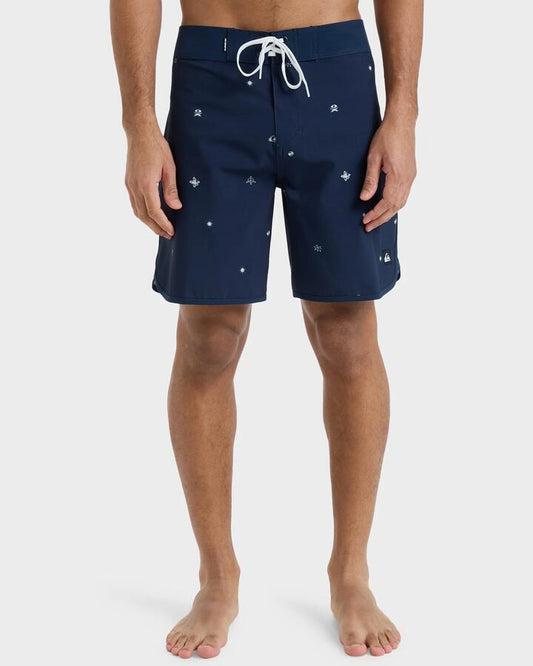 Image of Swimwear. Productname: Quiksilver - Mens Surfsilk 18" Boardshorts - Dark Navy Mini Connection - in Dark Navy Mini Connection colour by brand - Quiksilver