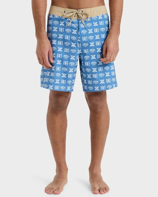 Image of Swimwear. Productname: Quiksilver Mens Surfsilk Straight 18" Boardshorts Coronet Blue Etched In Stone - in Coronet Blue Etched In Stone colour by brand - Quiksilver
